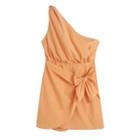 Sleeveless One-shoulder Tie-front Mini Dress