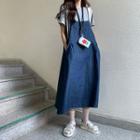 Plain Short-sleeve T-shirt / Loose-fit Denim Jumper Dress