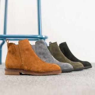 Banded-detail Faux-suede Ankle Boots
