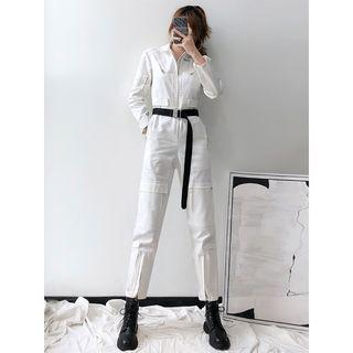 Half-zip Straight-cut Jumpsuit