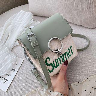 Woven Letter Bucket Bag
