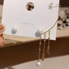 Asymmetric Faux Pearl Sterling Silver Earring 1 Pair - Gold - One Size