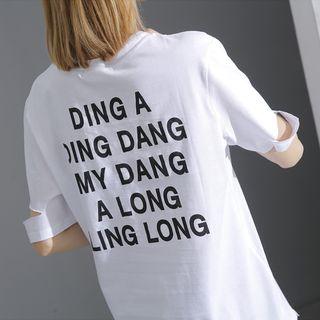 Lettering Ripped T-shirt