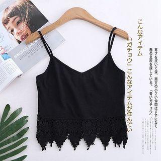 Crochet Lace Hem Cropped Camisole Top