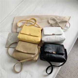 Plain Ruchedfaux Leather Crossbody Bag