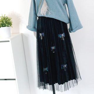 Sequin Mesh A-line Skirt