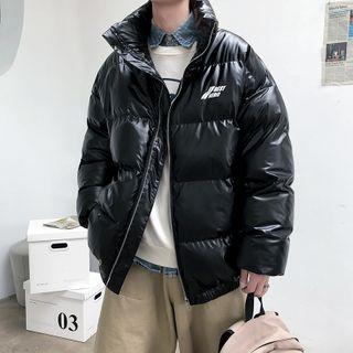 Letter Printed Glitter Padded Coat