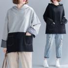 Denim Panel Long-sleeve Sweatshirt
