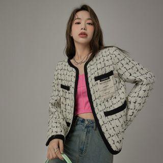 [no One Else] Contrast-piping Tweed Jacket White - One Size