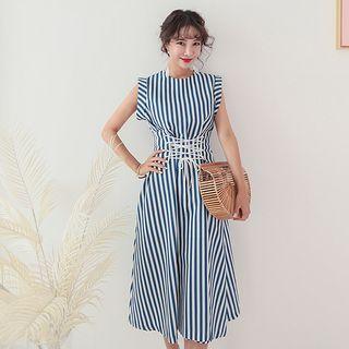 Lace-up Striped Dress
