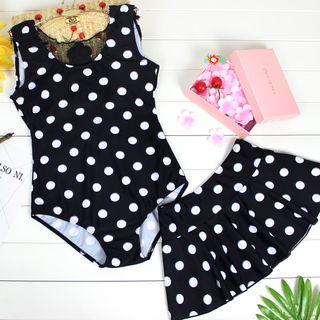 Set : Dotted Swimsuit + Cover-up Skirt