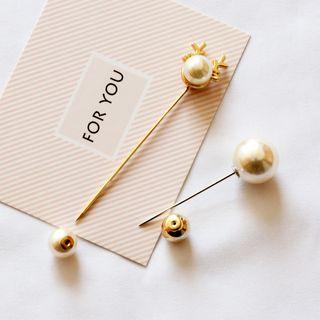 Faux Pearl Metal Bead Brooch