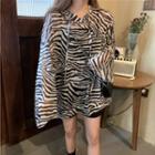 Long-sleeve Patterned Hooded T-shirt