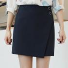 Inset Shorts Buttoned Wrap-front Skirt