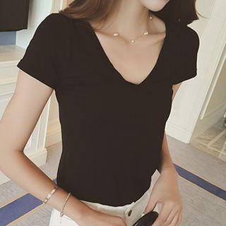 Plain Strappy Back Short Sleeve T-shirt