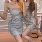 Spaghetti Strap Front Knot Strappy Mini Sheath Dress