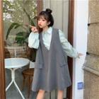 Puff-sleeve Shirt / Sleeveless Mini Tunic Dress