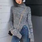 Turtleneck Cut Out Sweater Gray - One Size