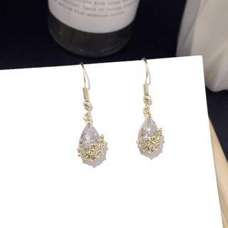 Faux Crystal Drop Earring Steel - Gold - One Size