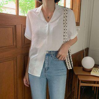Open-placket Rollup-sleeve Shirt