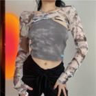 Set: Tie Dye Shrug + Asymmetric Camisole Top