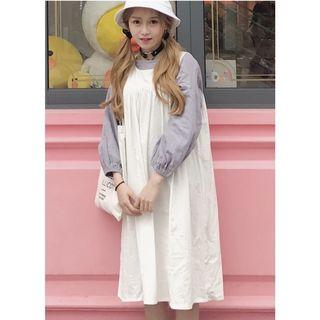 Set : Long-sleeve Top + Sleeveless Dress