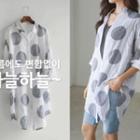 3/4-sleeve Dotted Loose-fit Shirt