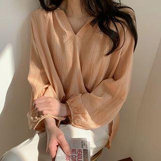 Open-placket Shirred Tunic