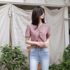 Shirred-front Gingham Top