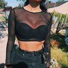 See-through Long-sleeve Cover-up Black - L