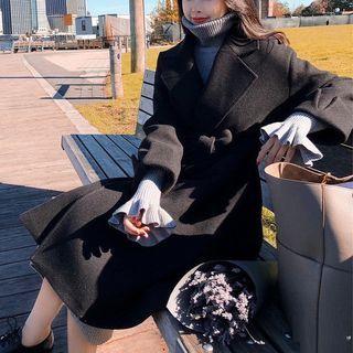 Tie-waist Long Wool Coat