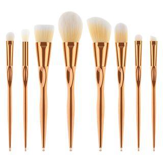 Set Of 8: Makeup Brush T-08-082 - 8 Pcs - Love Heart - Fur - Yellow - One Size