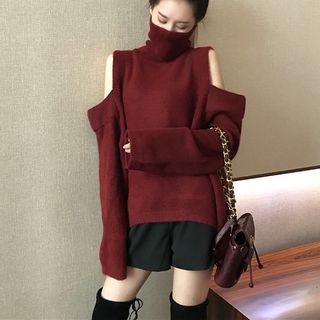 Turtleneck Cold Shoulder Sweater