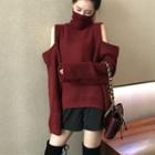 Turtleneck Cold Shoulder Sweater
