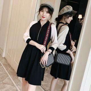 3/4-sleeve Mini A-line Sweatshirt Dress