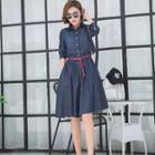 Washed Denim Shirtdress With Belt