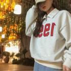 Collared Number Print Sweatshirt