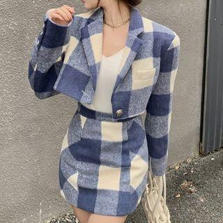 Plaid Acrylic Jacket / Plaid Acrylic Skirt