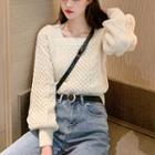 Square-neck Cable Knit Sweater