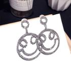 Rhinestone Smiley Face Drop Earring 1 Pair - Silver - One Size