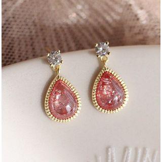 S925 Silver Rhinestone Droplet Drop Earring As Shown In Figure - One Size