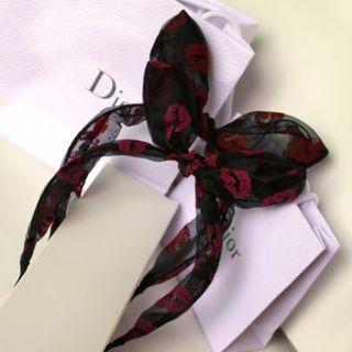 Lips Print Organza Bow Hair Band