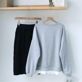 Mock Two-piece Sweatshirt / Midi Skirt