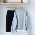 Mock Two-piece Sweatshirt / Midi Skirt