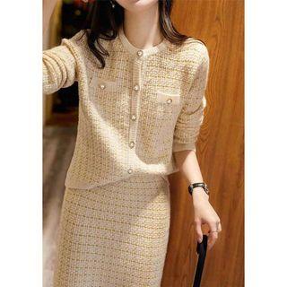Set: Tweed Cardigan + Pencil Skirt