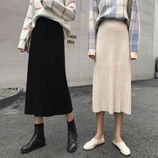 High-waist Knit Pleated Skirt