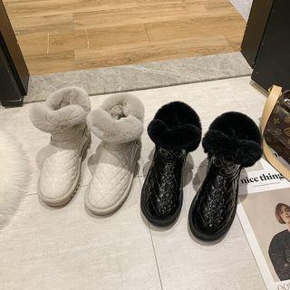 Fluffy Lined Quilted Short Snow Boots