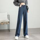 Mid Rise Straight Leg Jacquard Jeans