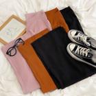 High-waist Plain Cut-out Dress Pants