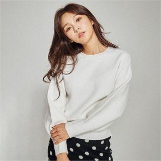 Balloon-sleeve Wool Blend Top